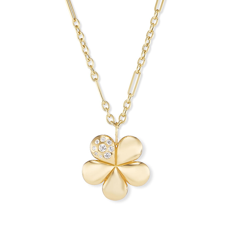 Medium Flower Pendant with Single Diamond Petal