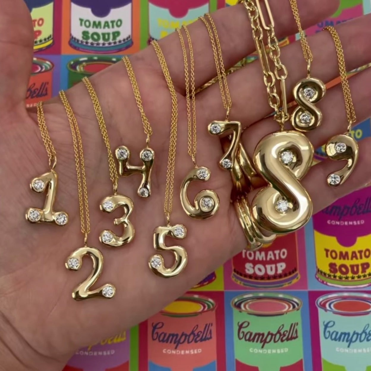 Jumbo Bubble Number or Letter Pendant on Oval Link Chain