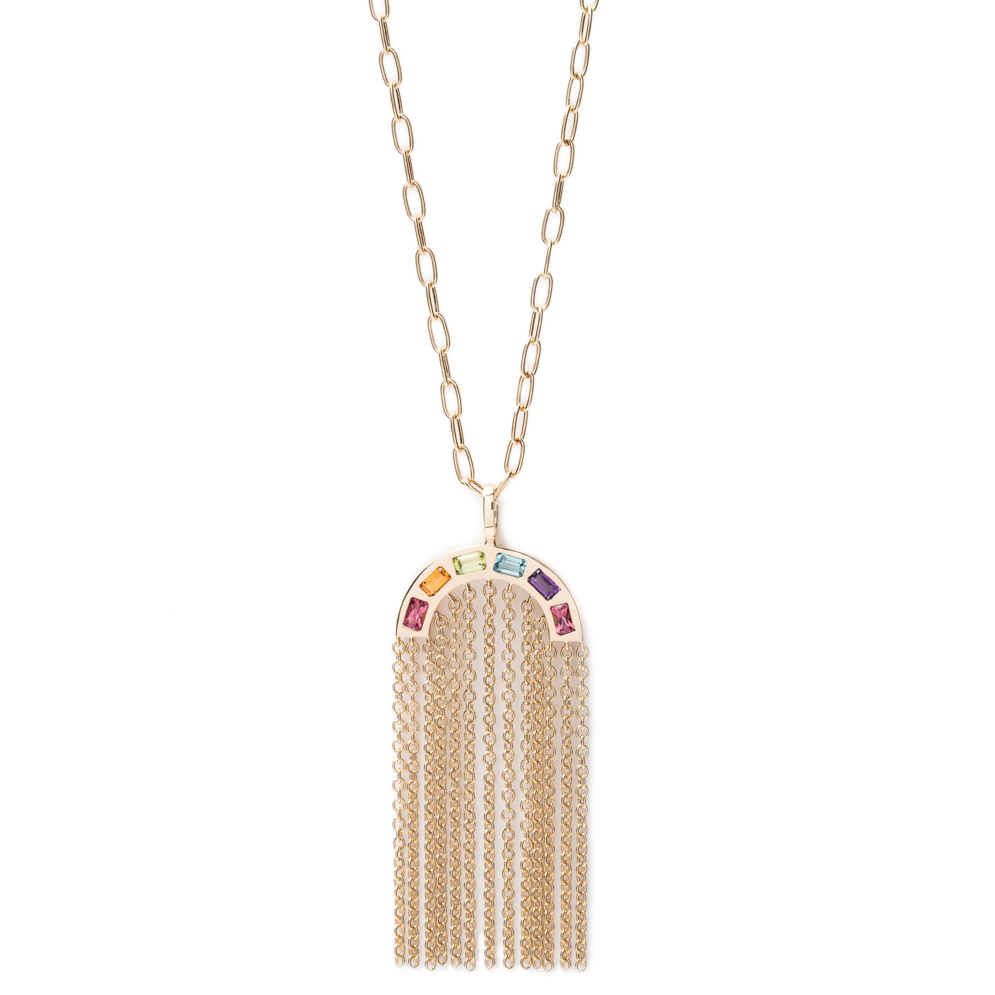 Large Rainbow Tassel Pendant
