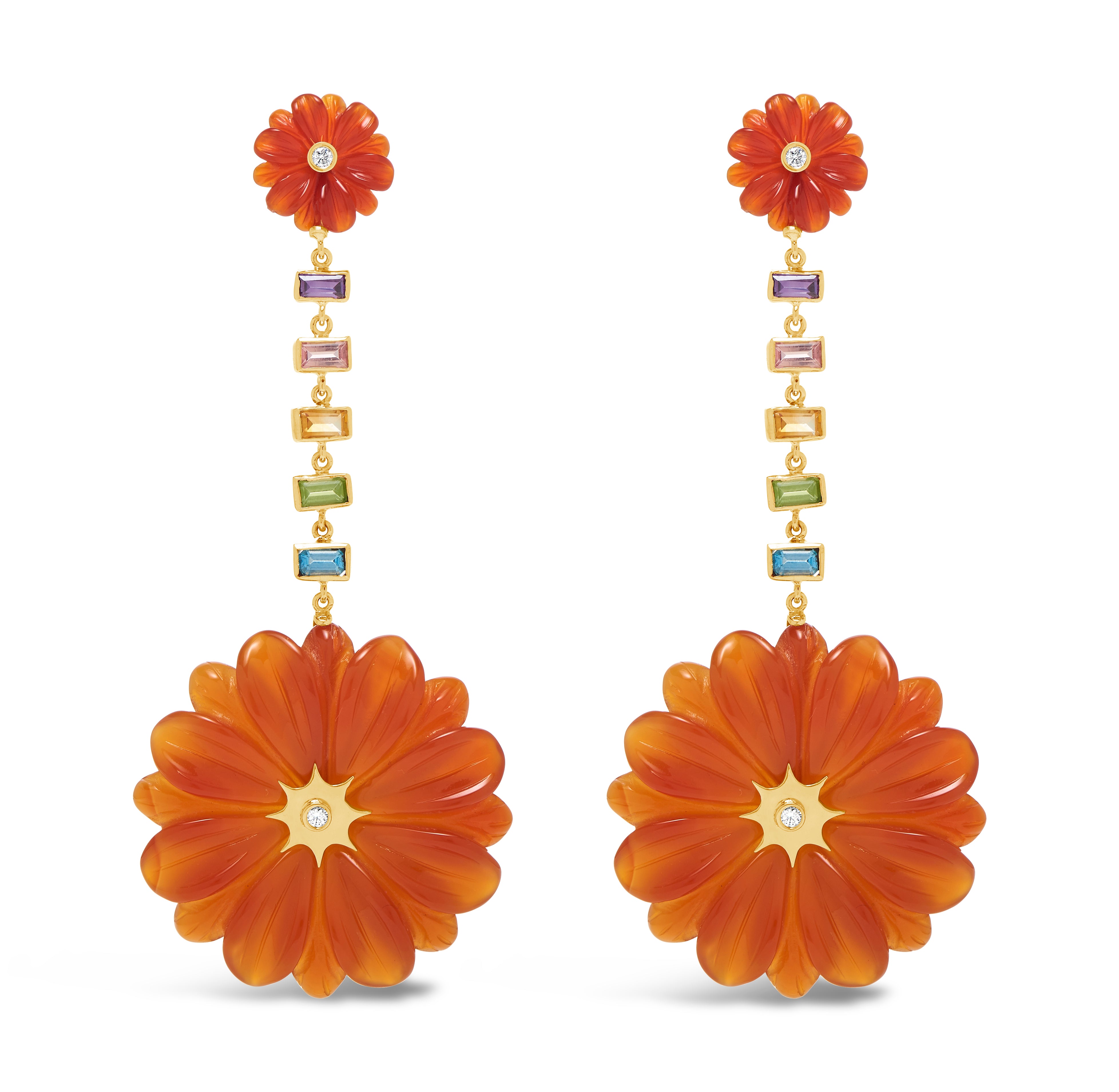 Large Double Wildflower Drop Earrings