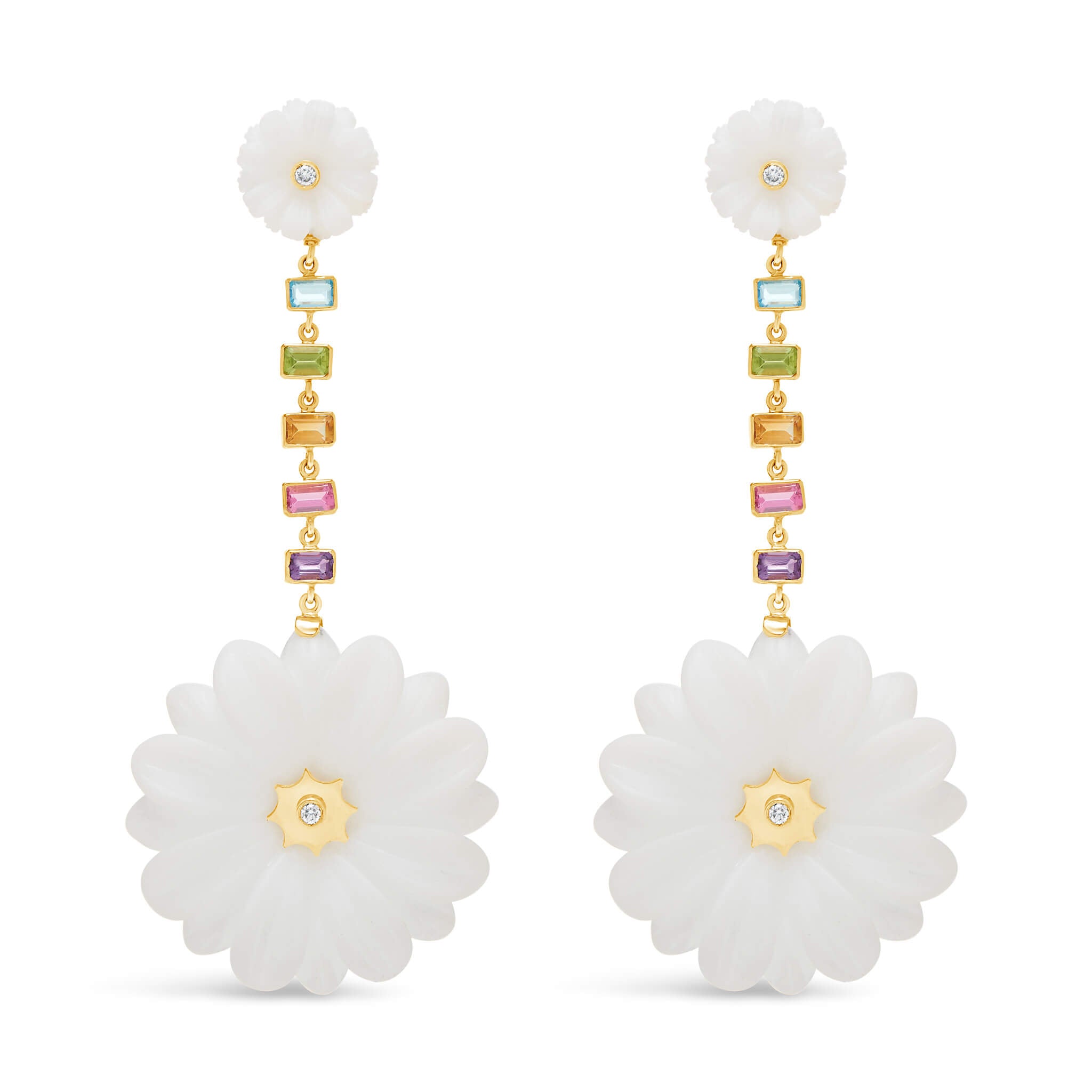 Large Double Wildflower Drop Earrings