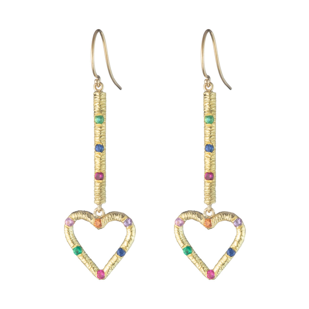 Textured Heart Drop Earrings