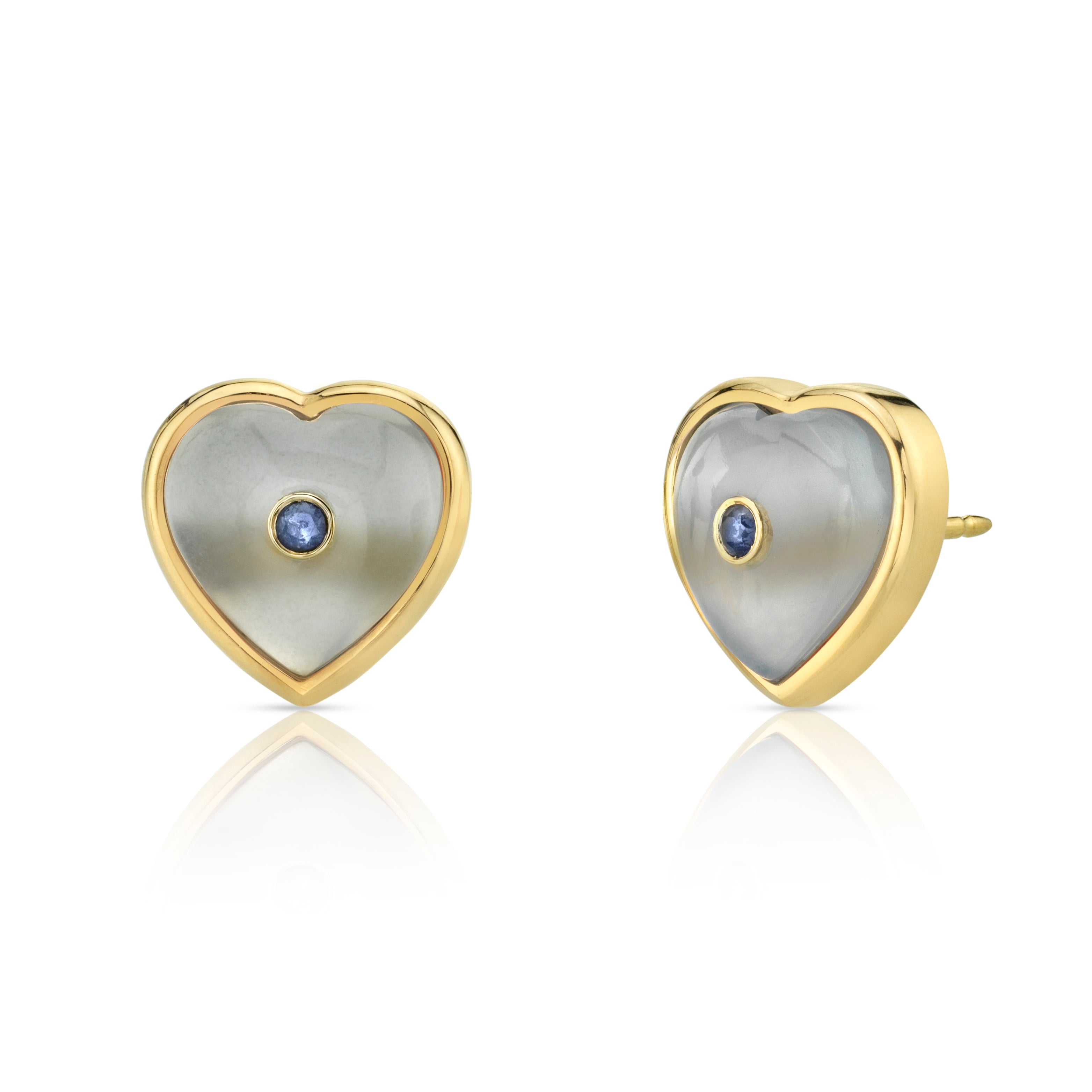 Puff Heart Studs with Stone Insets