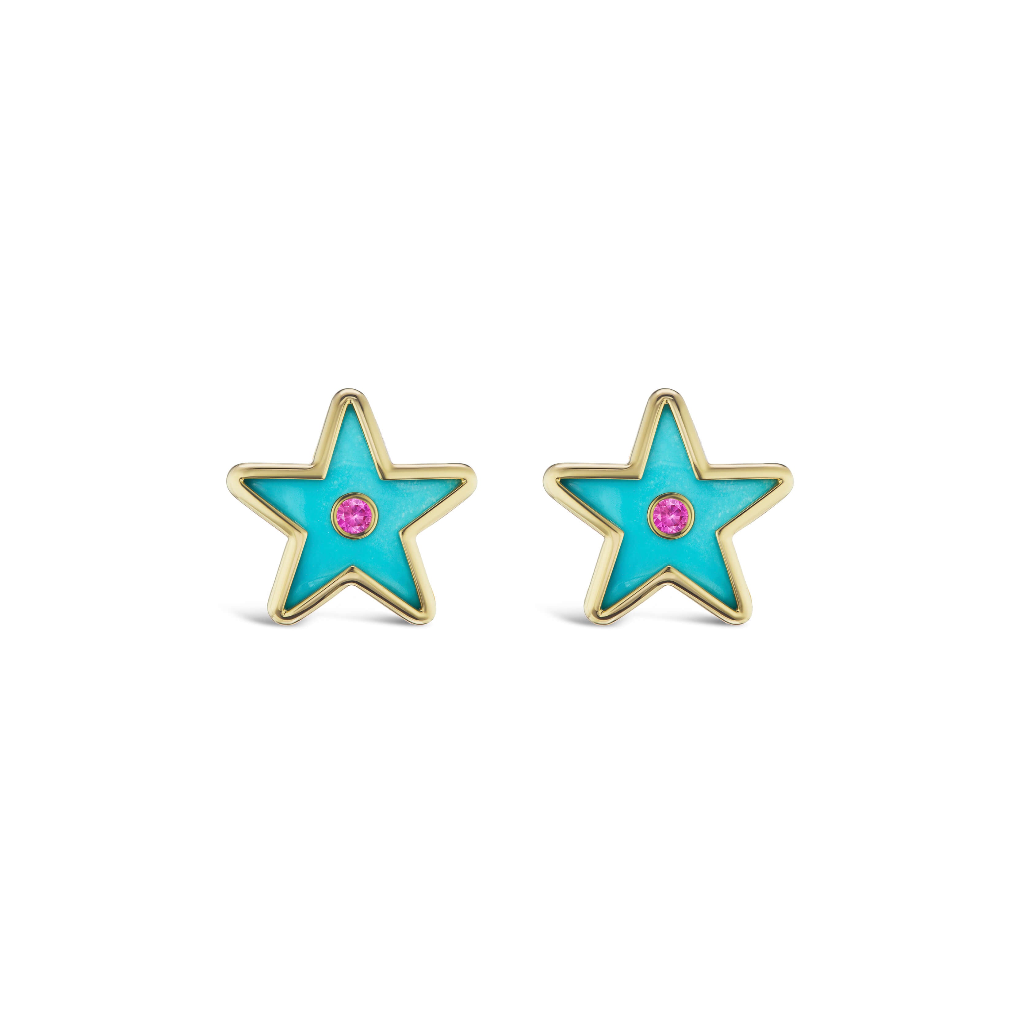 Star Inlay Studs with Sapphires