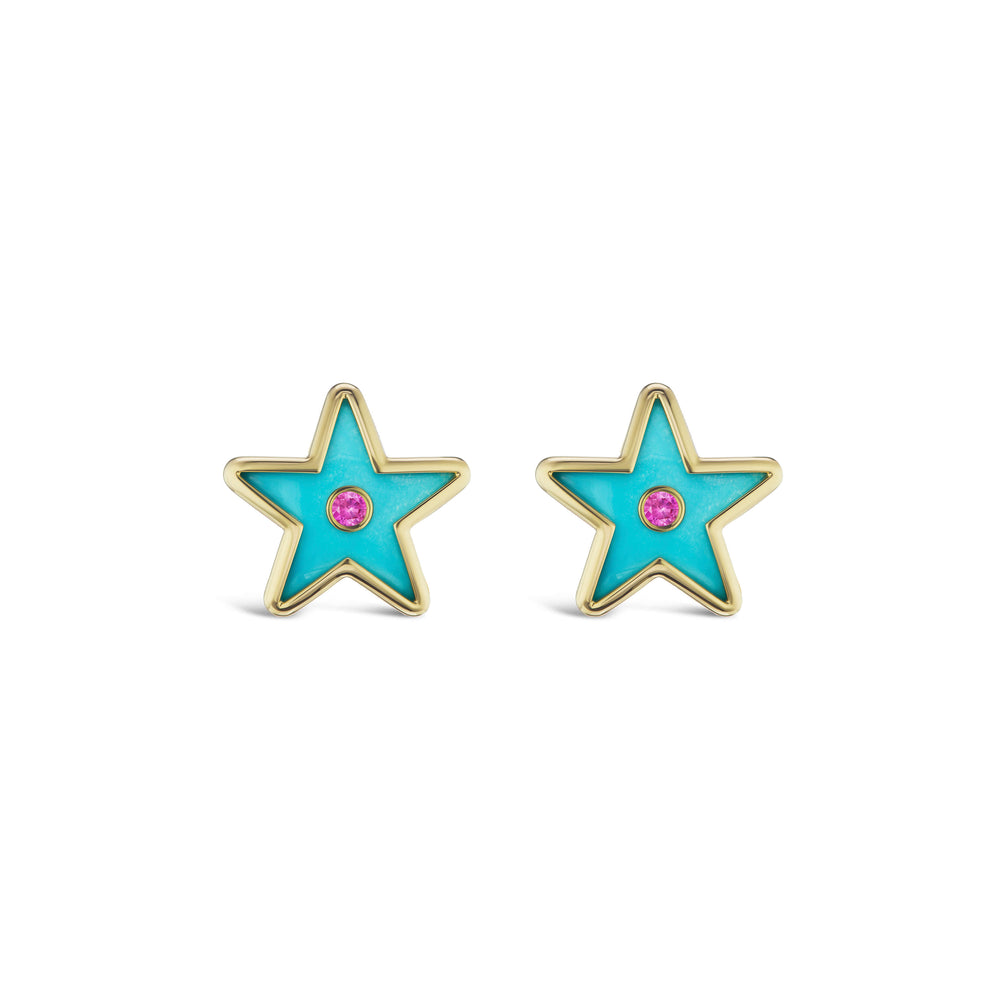 Star Inlay Studs with Sapphires