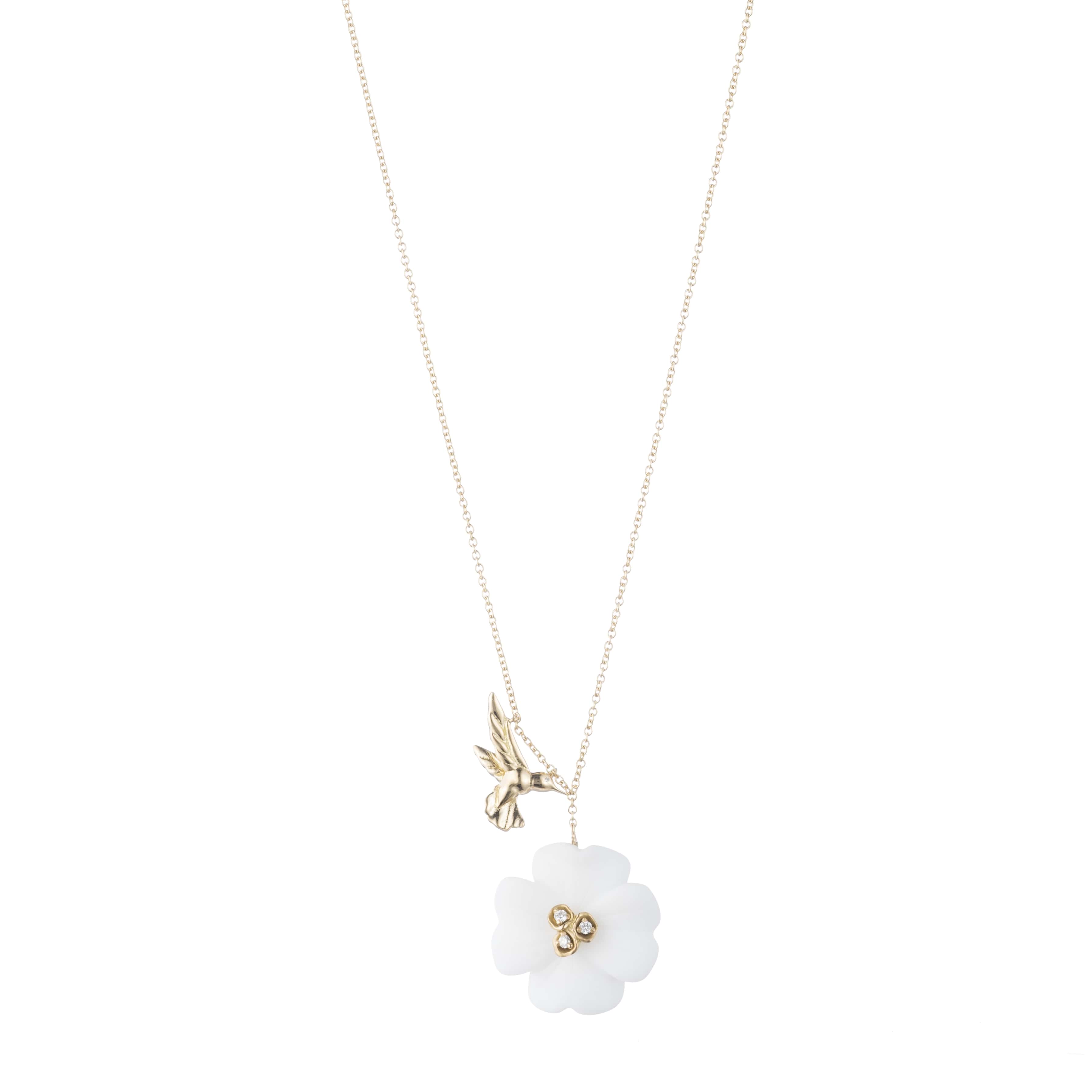 Clover & Hummingbird Charm Necklace