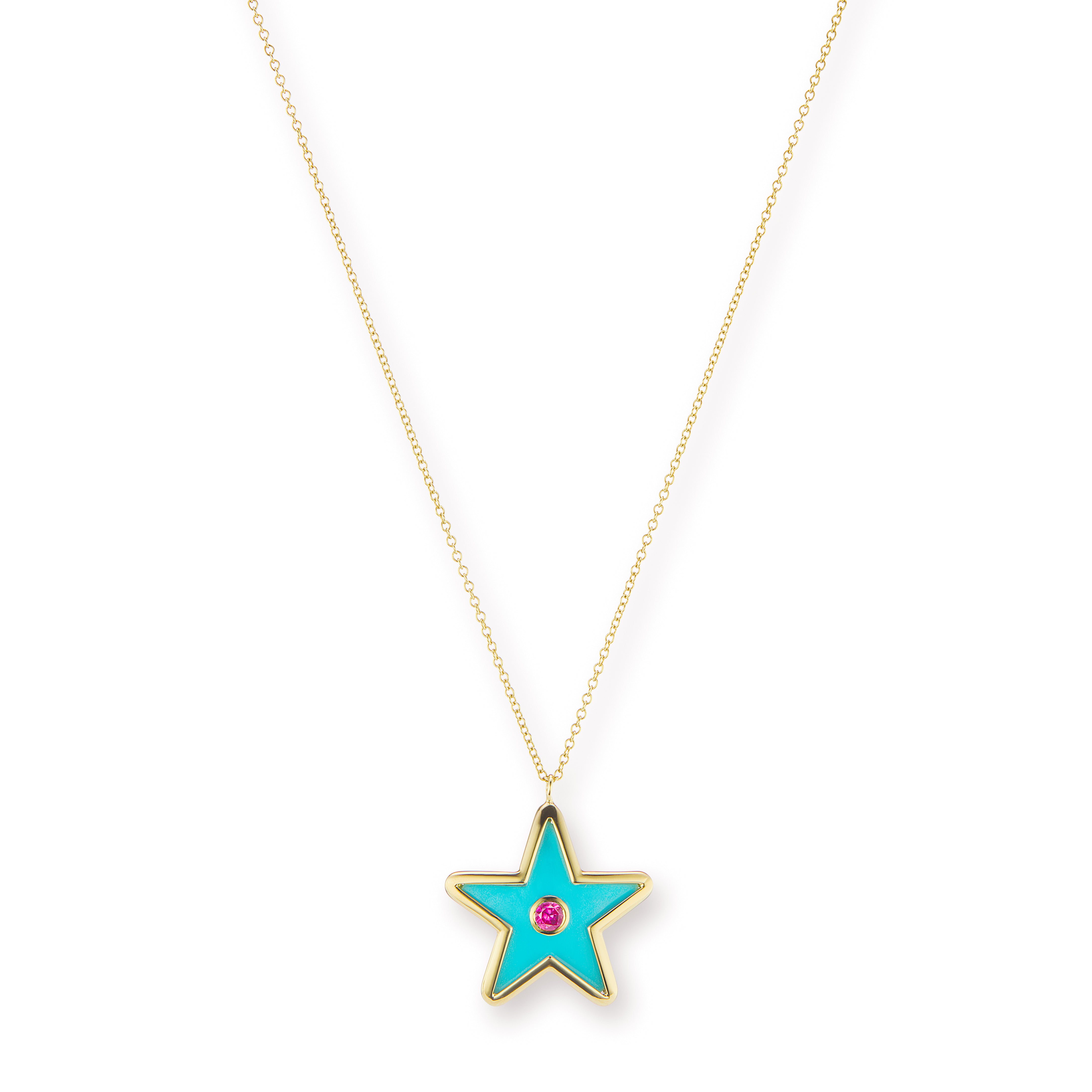 Star Inlay Pendant with Sapphire Inset