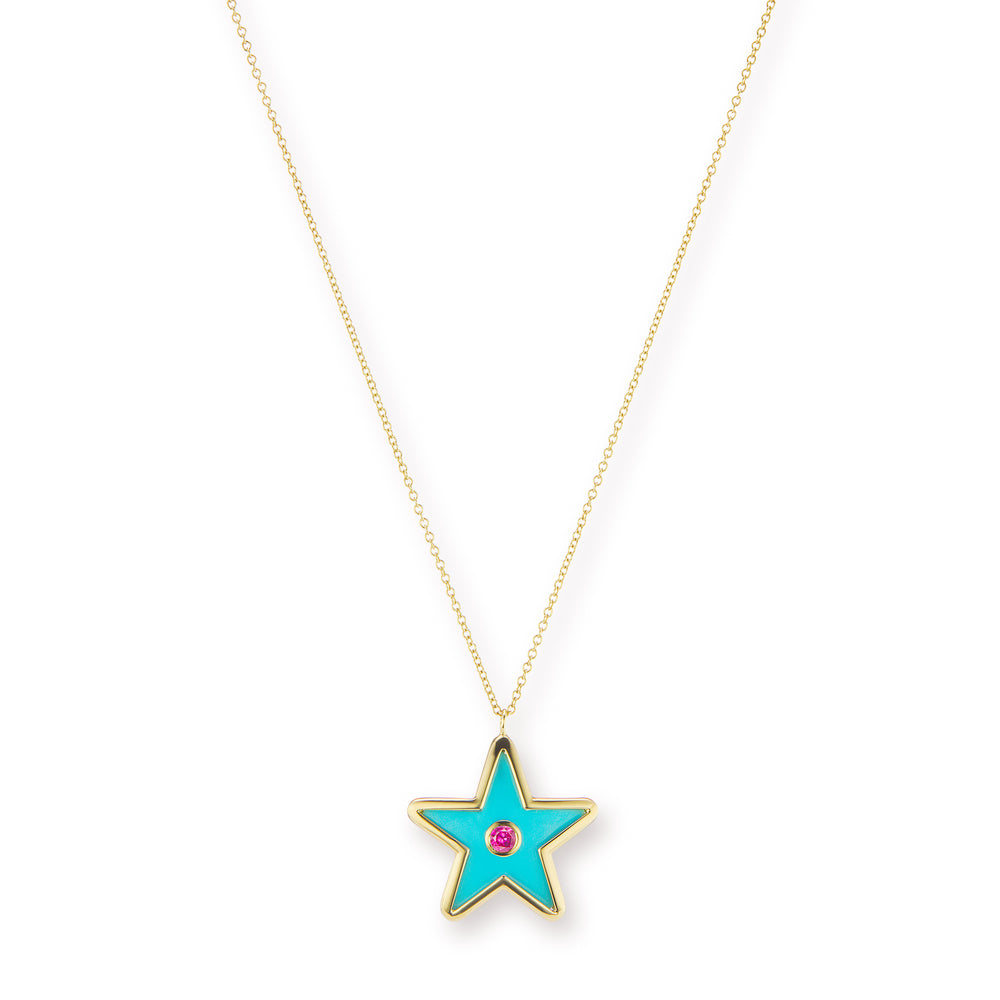 Star Inlay Pendant with Sapphire Inset