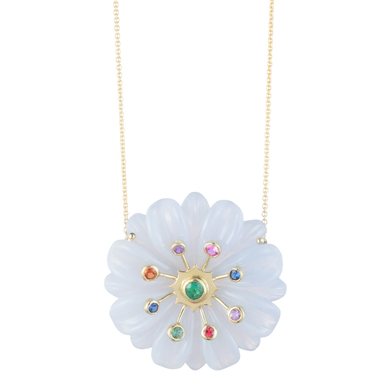 Large Sputnik Pendant with Precious Gemstones