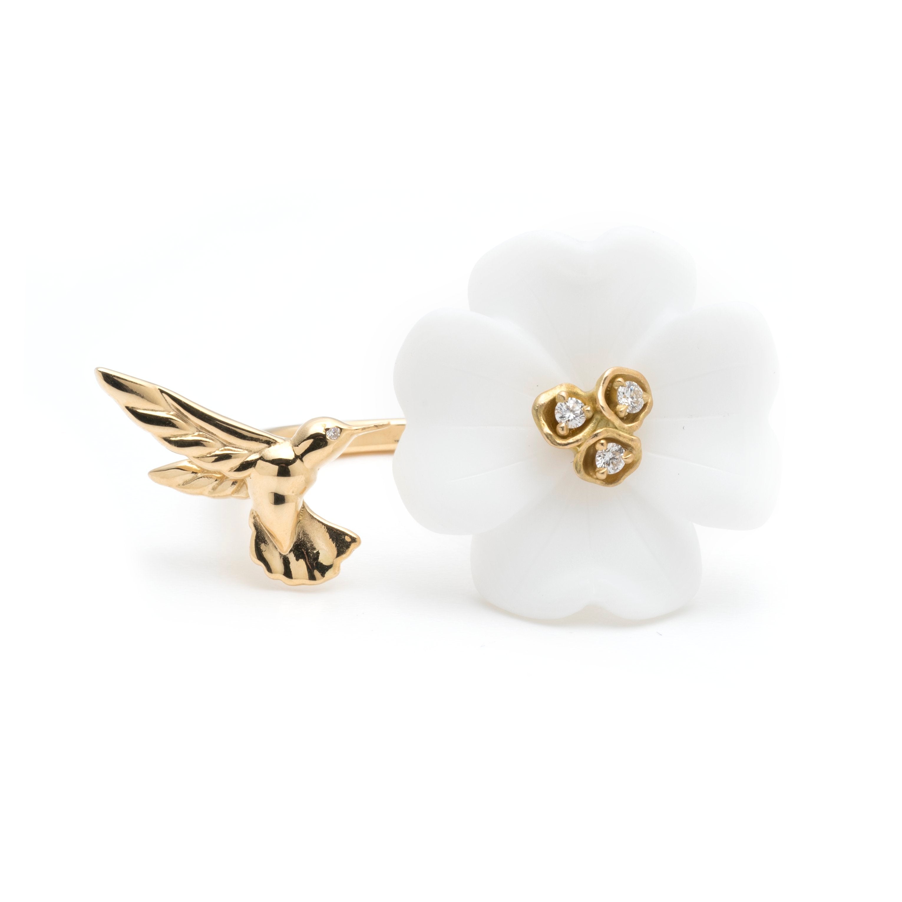 Clover & Hummingbird Double Sided Ring