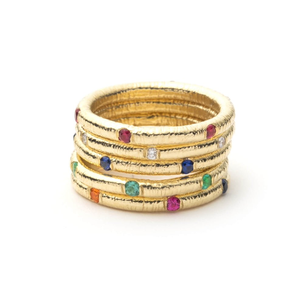 Textured Band with Gemstones