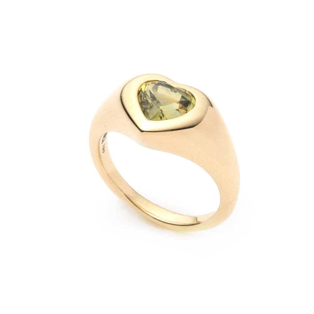 Lime Green Sapphire Gypsy Heart Ring