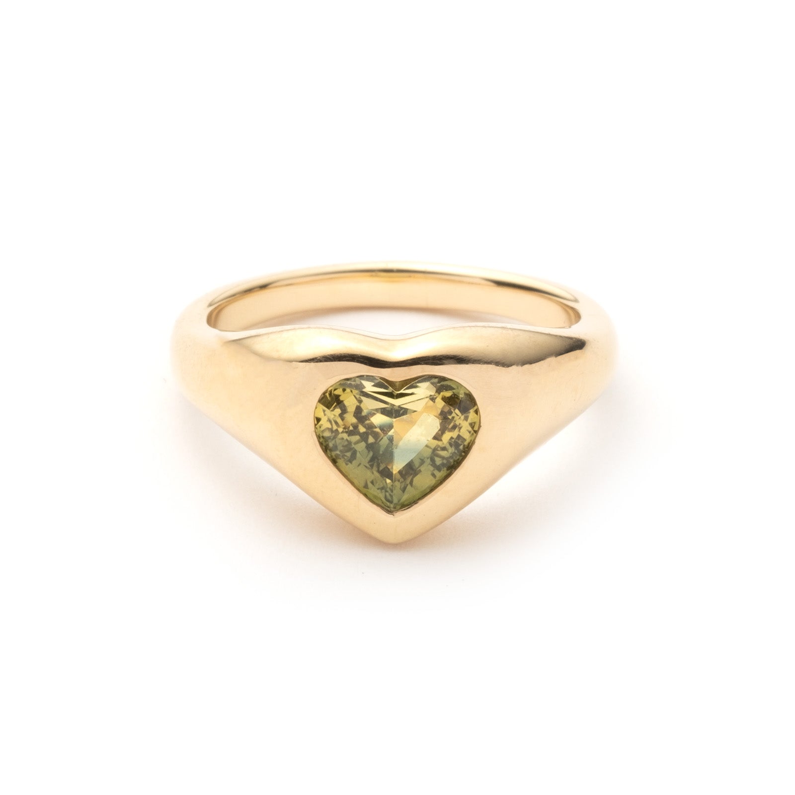 Lime Green Sapphire Gypsy Heart Ring