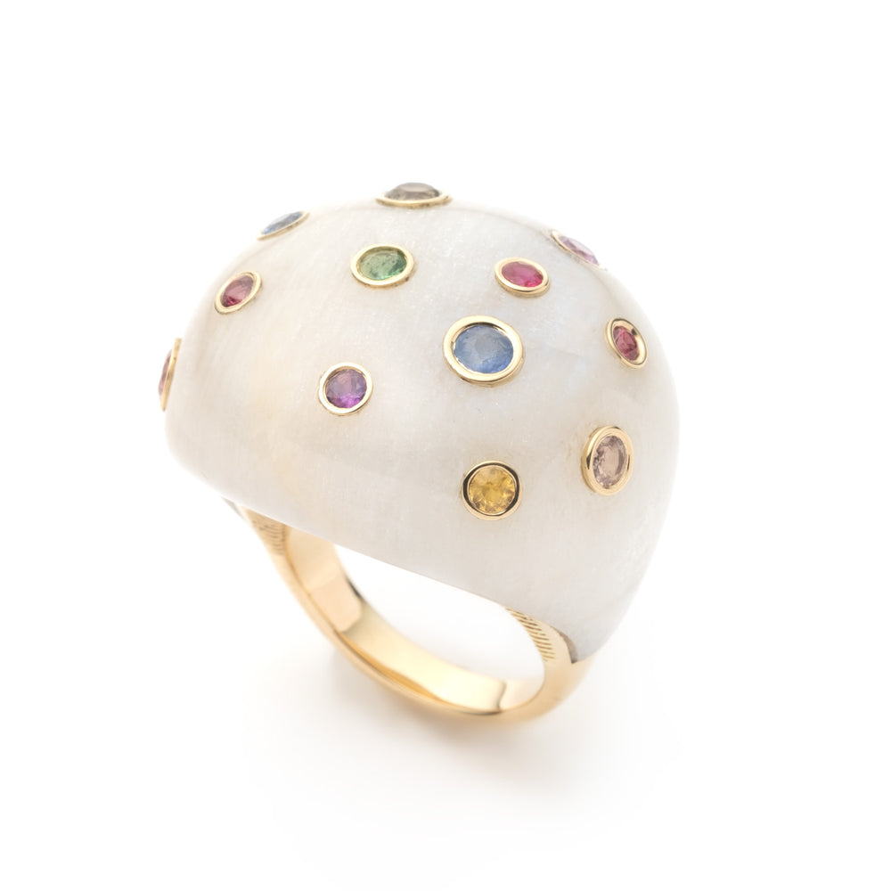 Mushroom Dome Ring with Bezel Set Sapphires