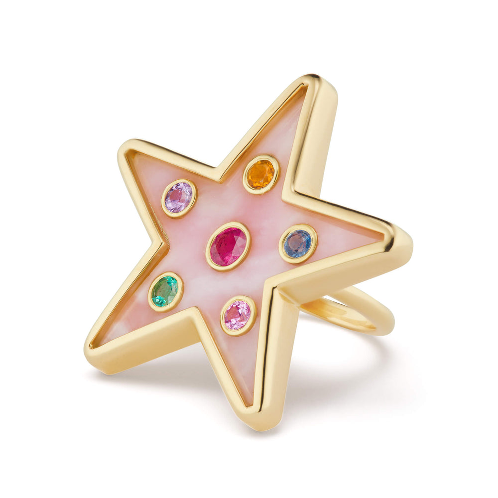 Star Inlay Ring with Gemstones
