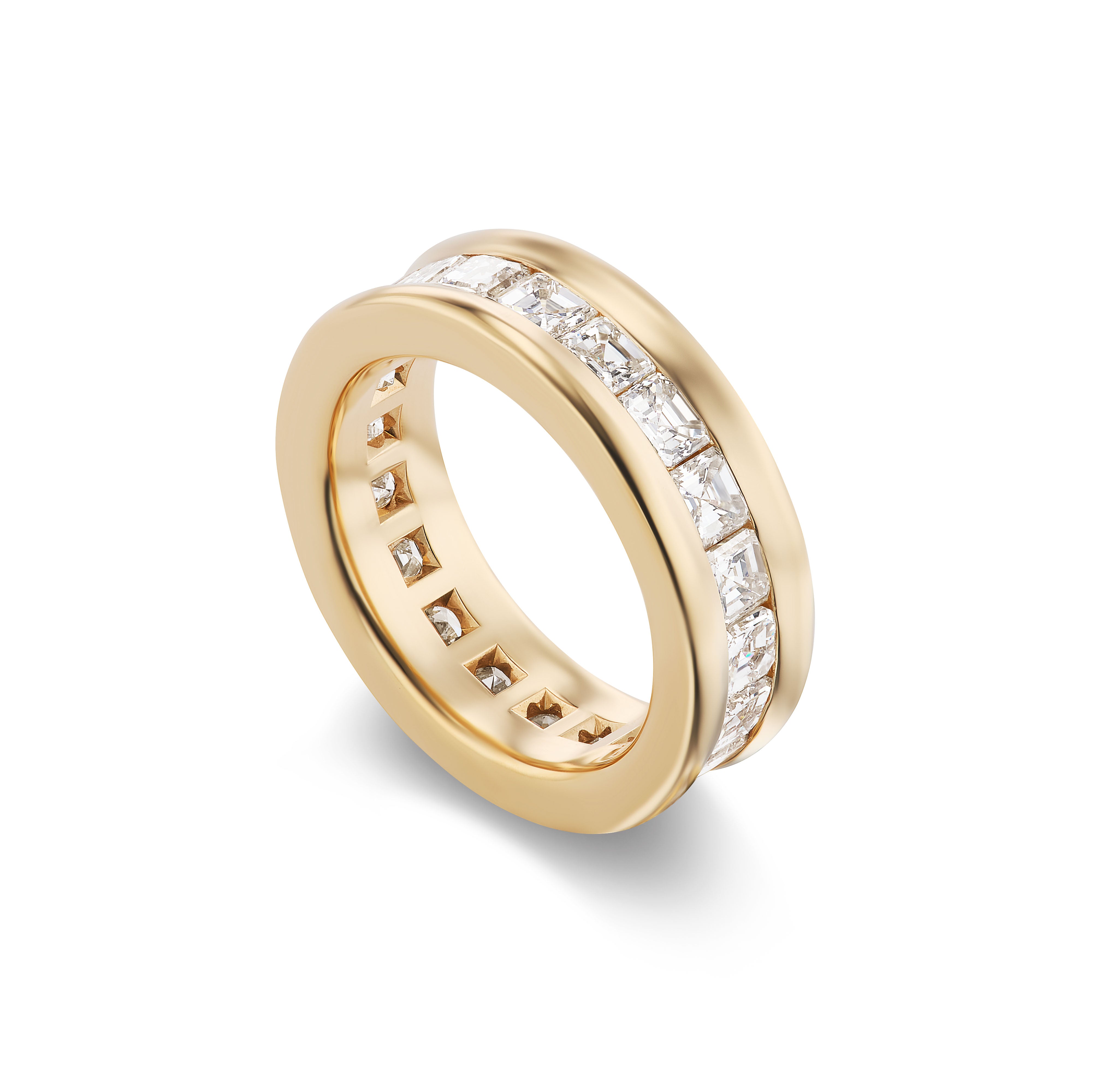 Asscher Diamond Channel-Set Band