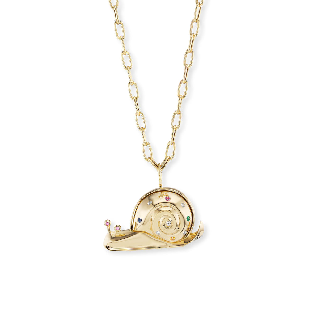 Large Gold Snail Pendant on 18" Chain