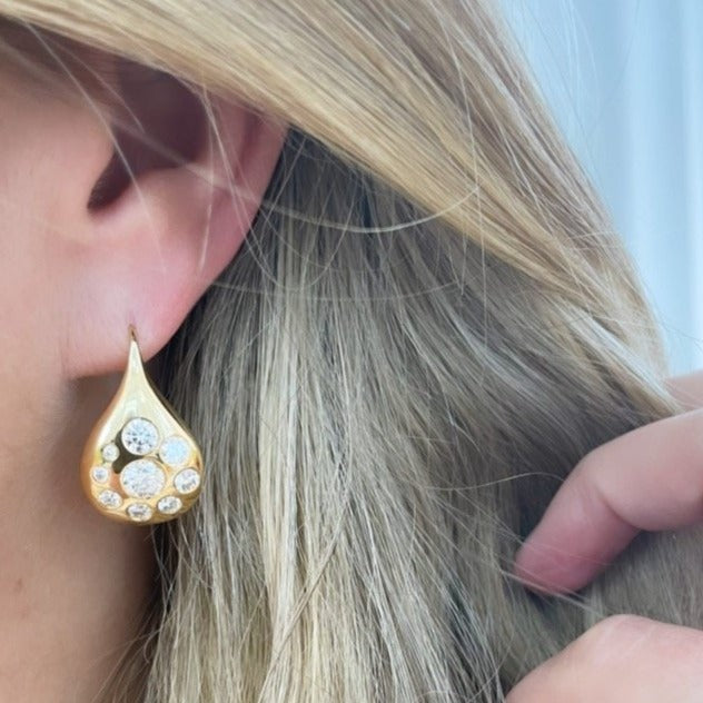 Large Petal Drop Earrings with Diamonds