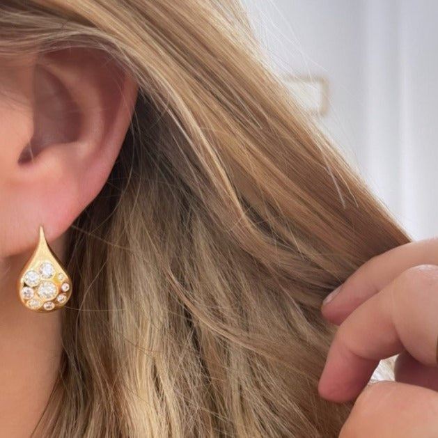 Medium Petal Drop Earrings with Diamonds