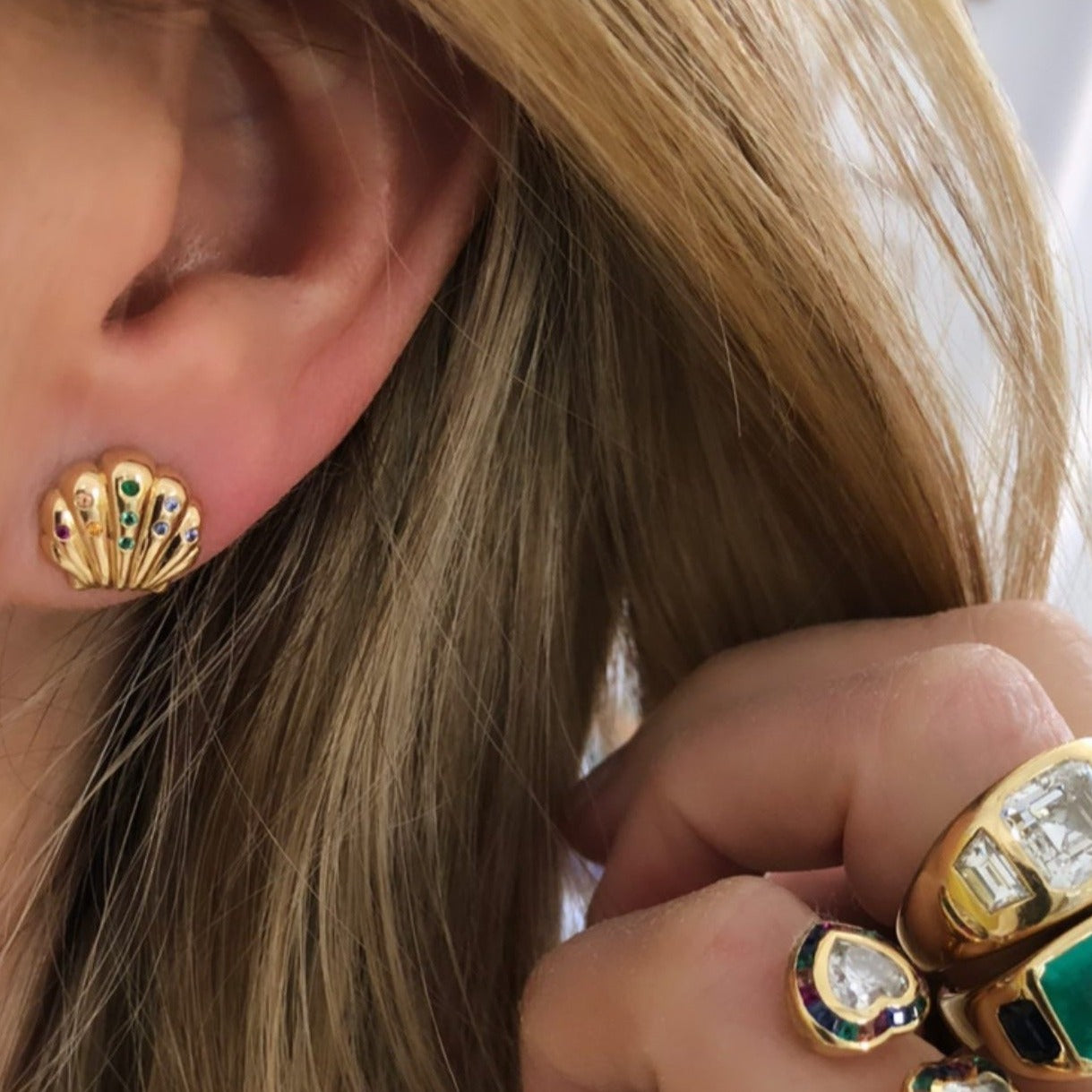Small Rainbow Shell Studs