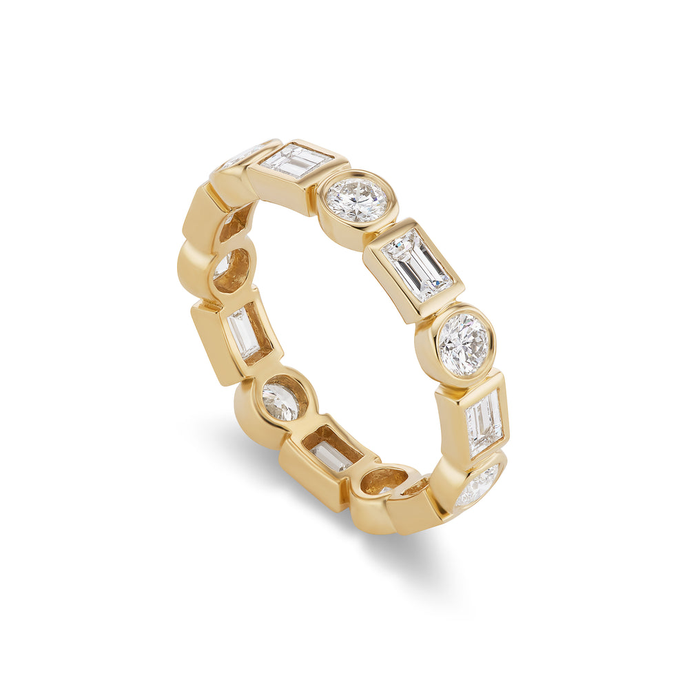 Mixed Shape Diamond Bezel Band