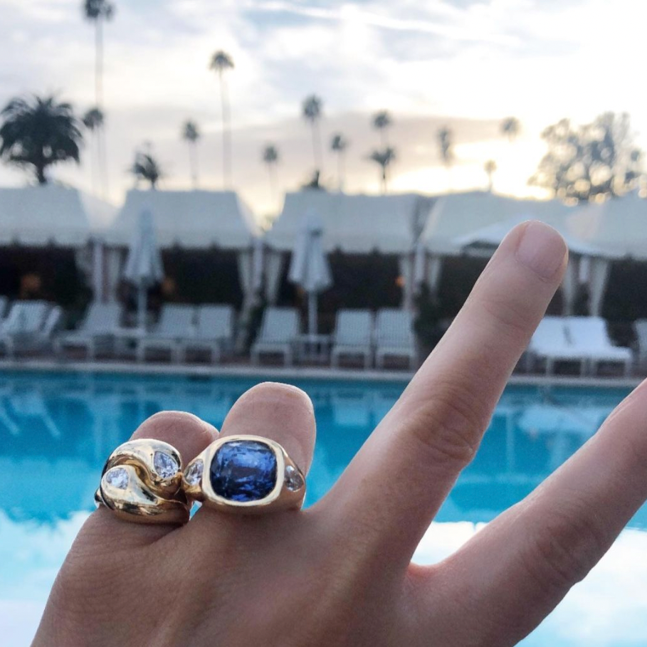 Knot Ring with Diamond Pears