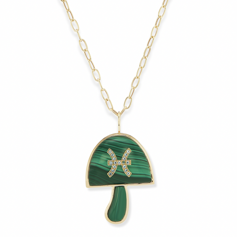 Large Zodiac Mushroom Pendant on 18” Chain