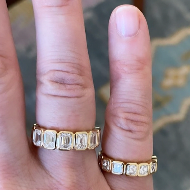 Emerald-Cut Diamond Bezel Band