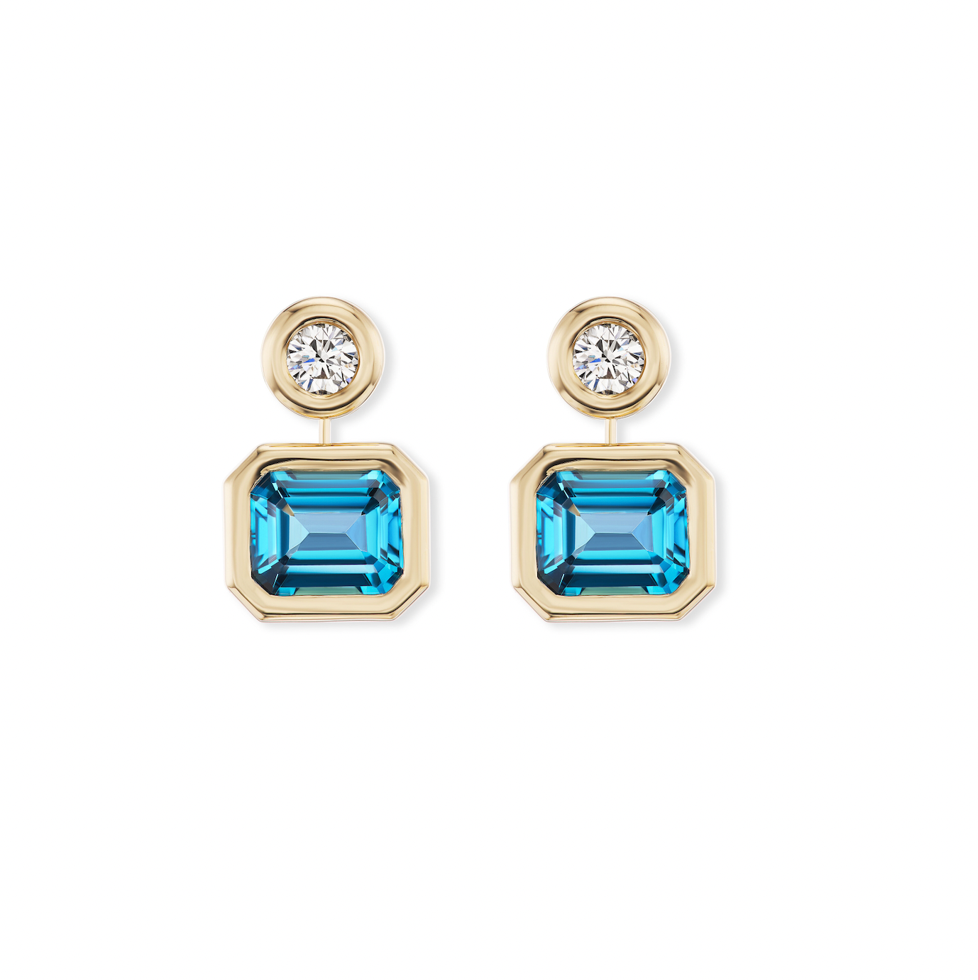 One-of-a-Kind Diamond and London Blue Topaz Double Drop Pillow Earrings