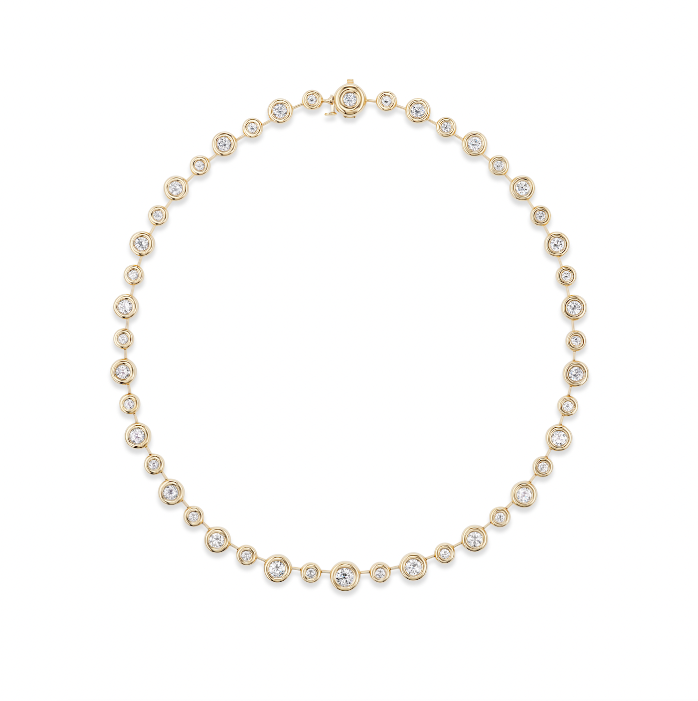 Mixed Size Round Diamond Pillow Necklace