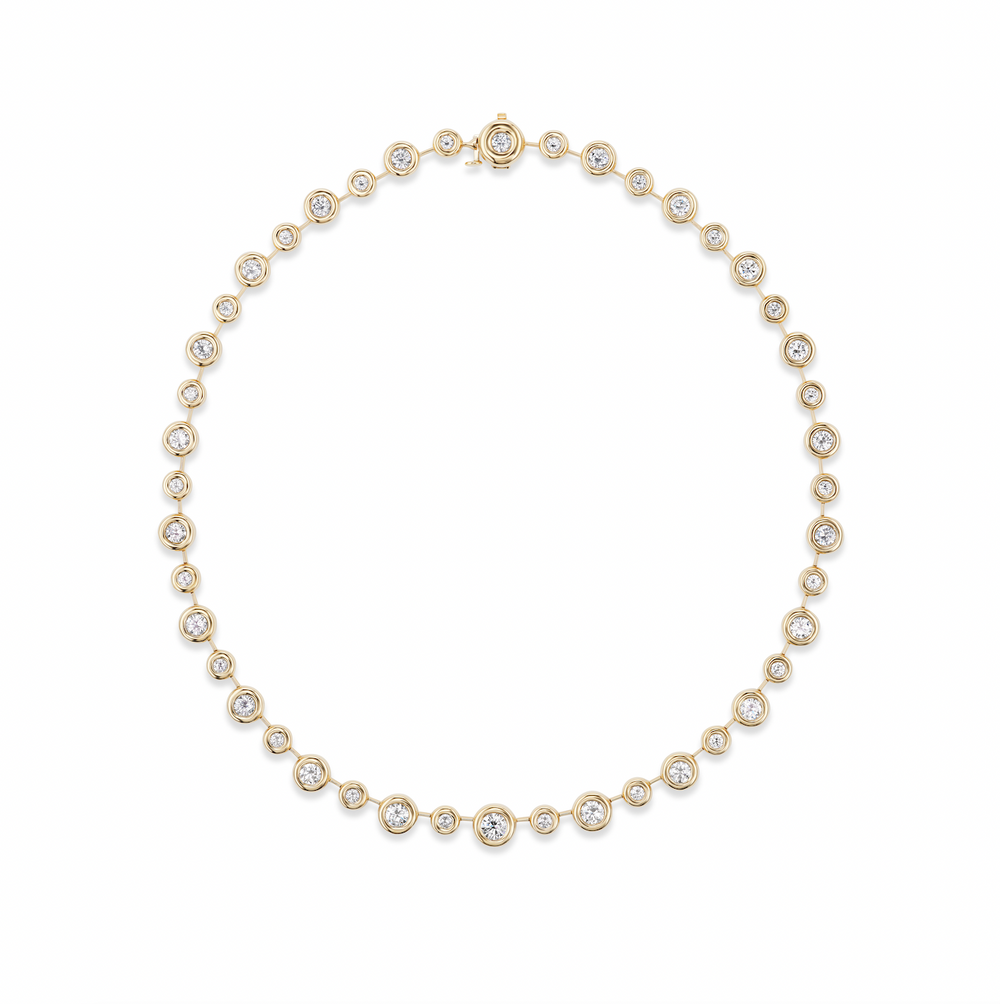 Mixed Size Round Diamond Pillow Necklace