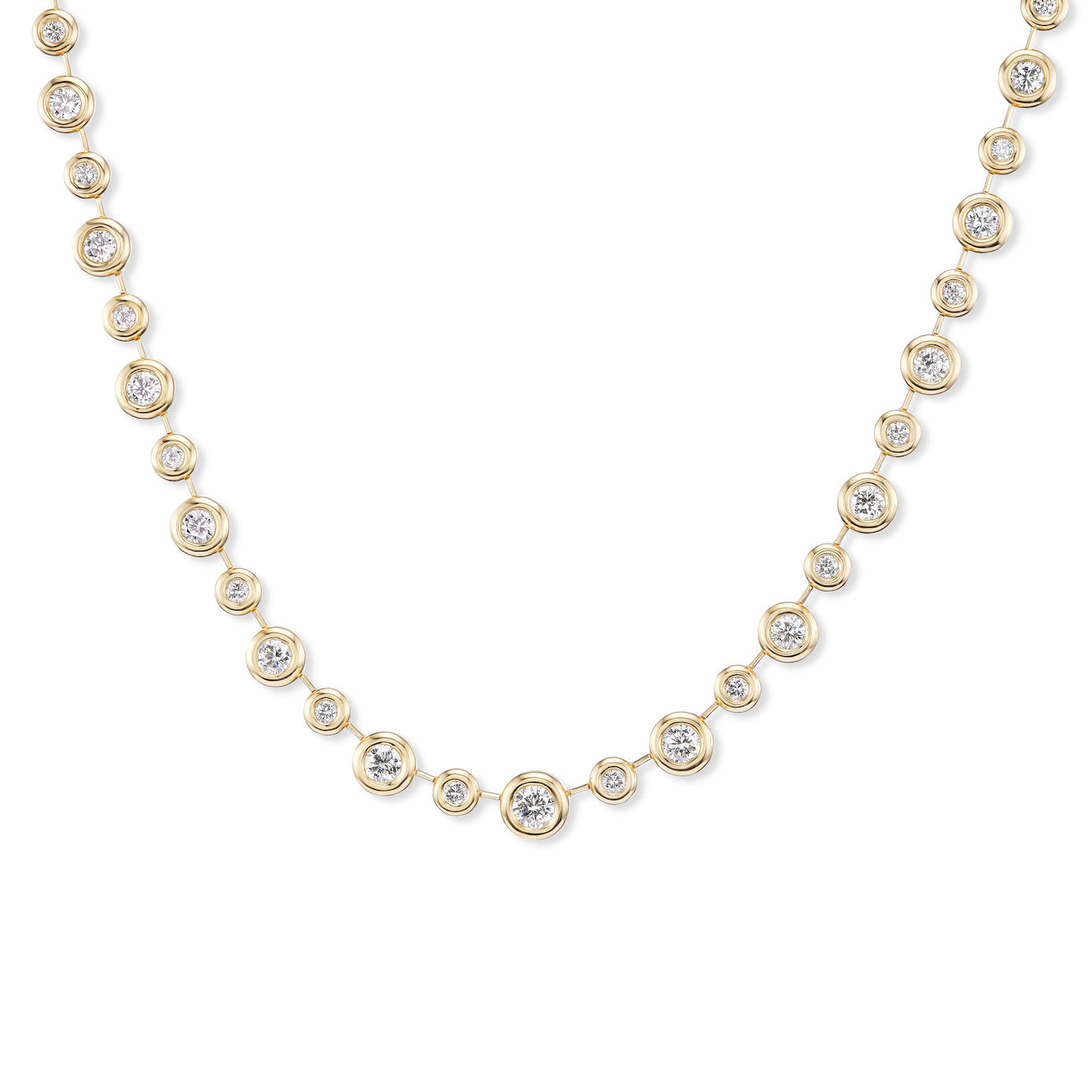 Mixed Size Round Diamond Pillow Necklace