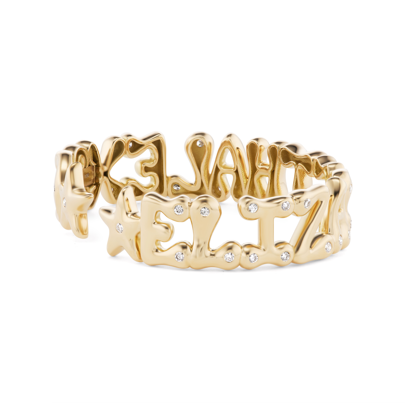 Custom Bubble Name Cuff with Stars