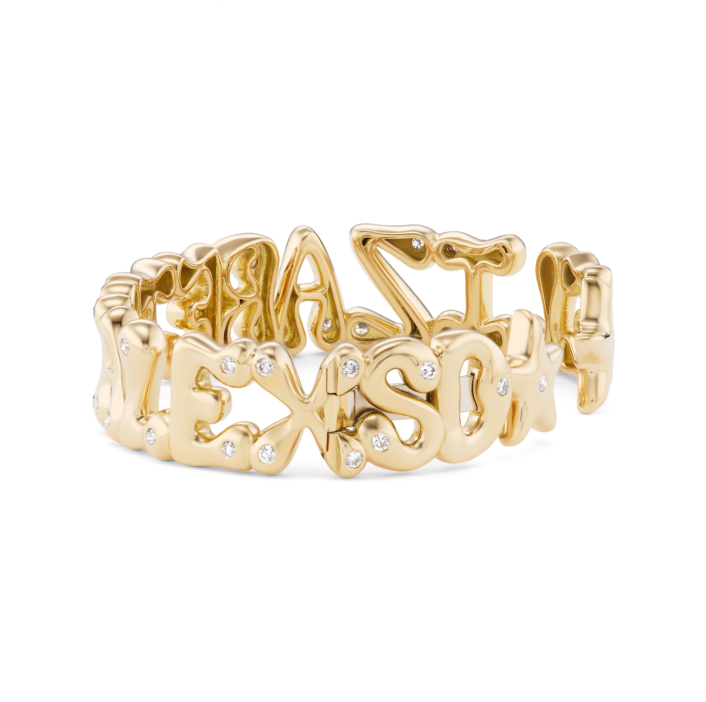 Custom Bubble Name Cuff with Stars