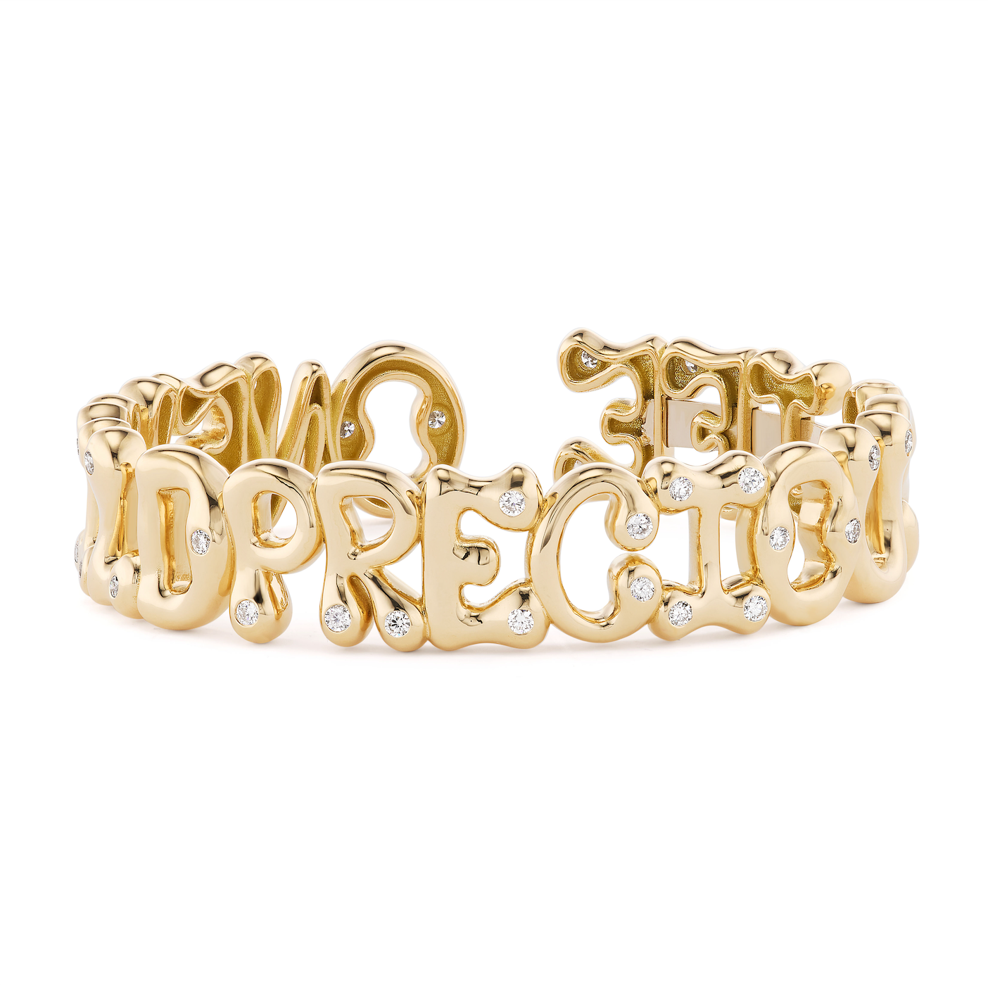Custom Bubble Letter Cuff with Diamonds
