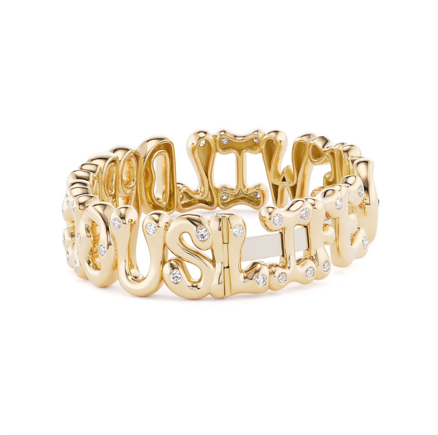 Custom Bubble Letter Cuff with Diamonds