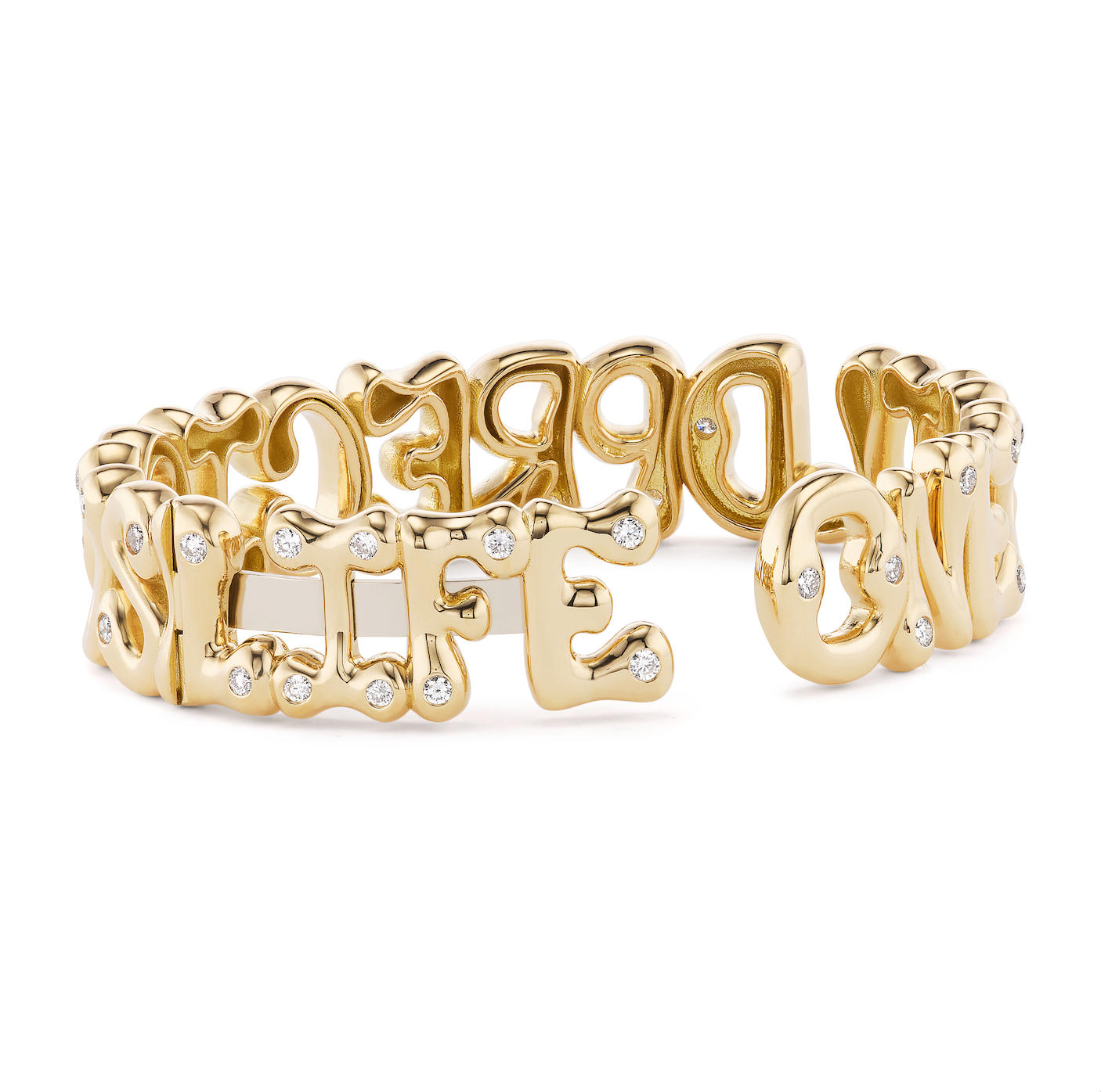 Custom Bubble Letter Cuff with Diamonds