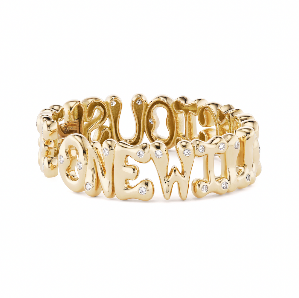 Custom Bubble Letter Cuff with Diamonds