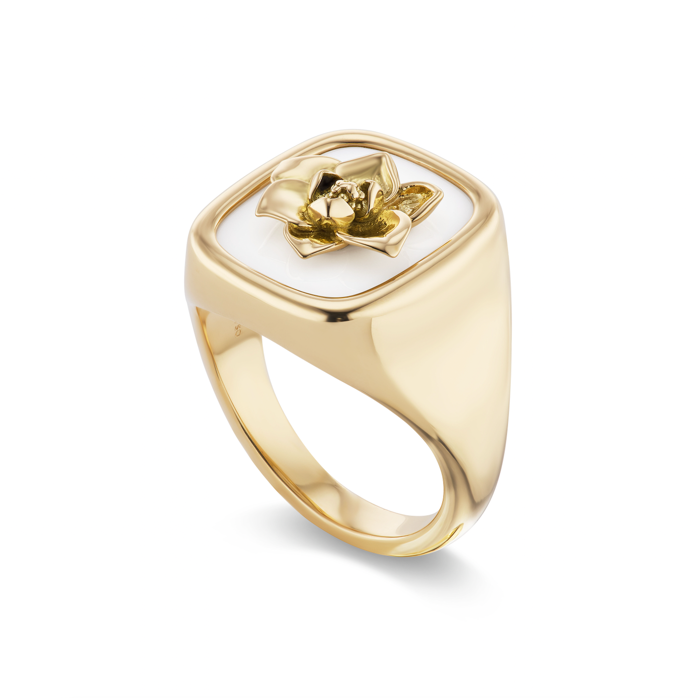 Magnolia Carved Stone Signet Ring