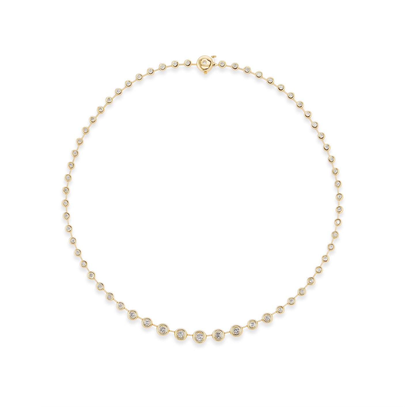 Mixed Size Round Diamond Pillow Necklace