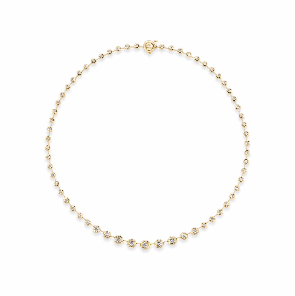 Mixed Size Round Diamond Pillow Necklace