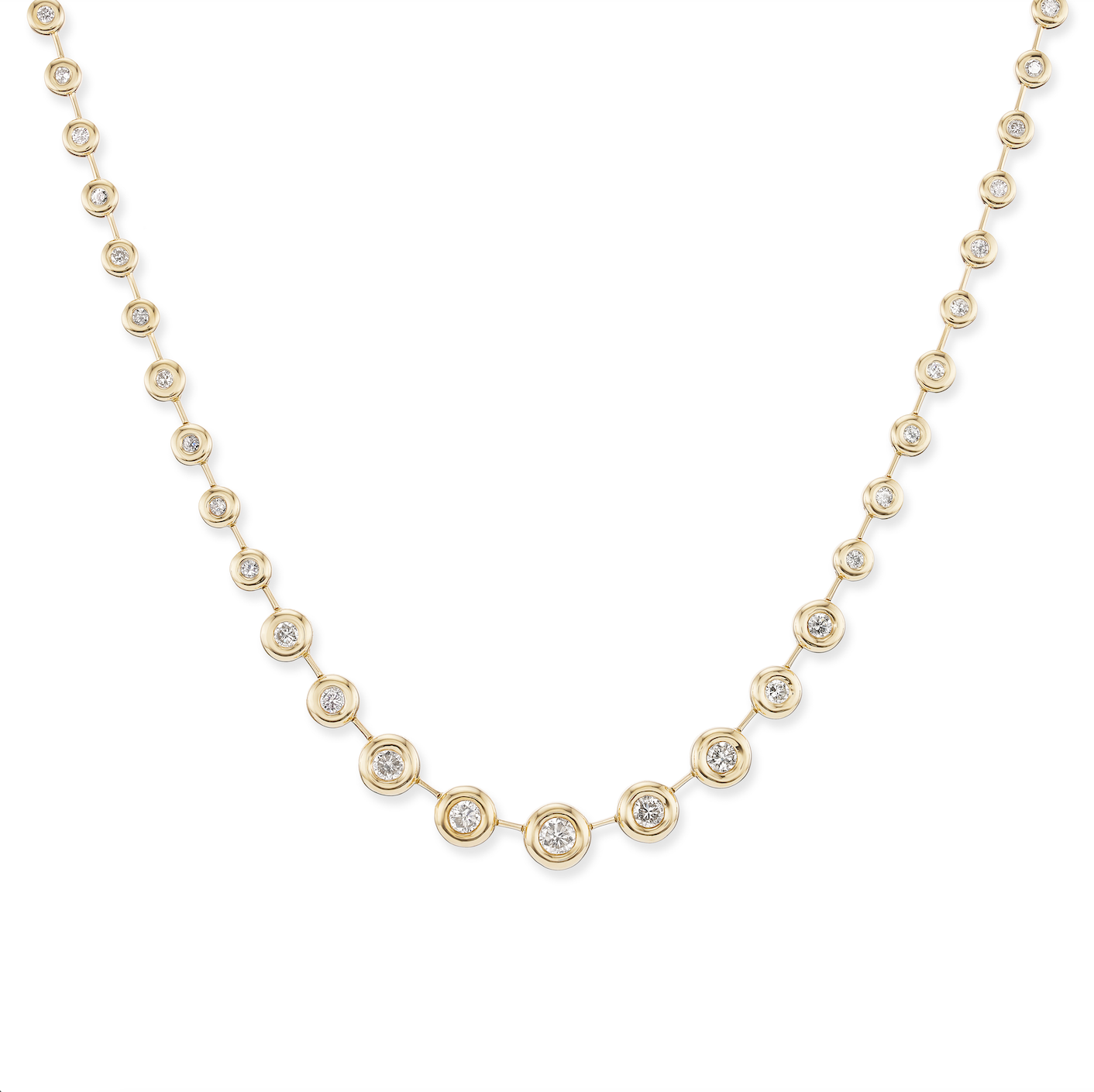 Mixed Size Round Diamond Pillow Necklace