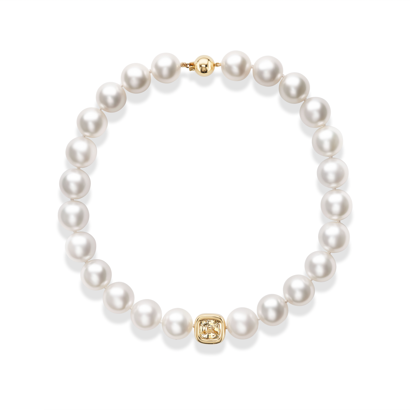 One-of-a-Kind Yellow Sapphire & White Pearl Necklace