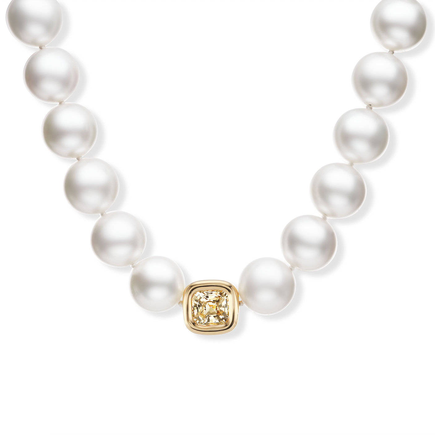 One-of-a-Kind Yellow Sapphire & White Pearl Necklace