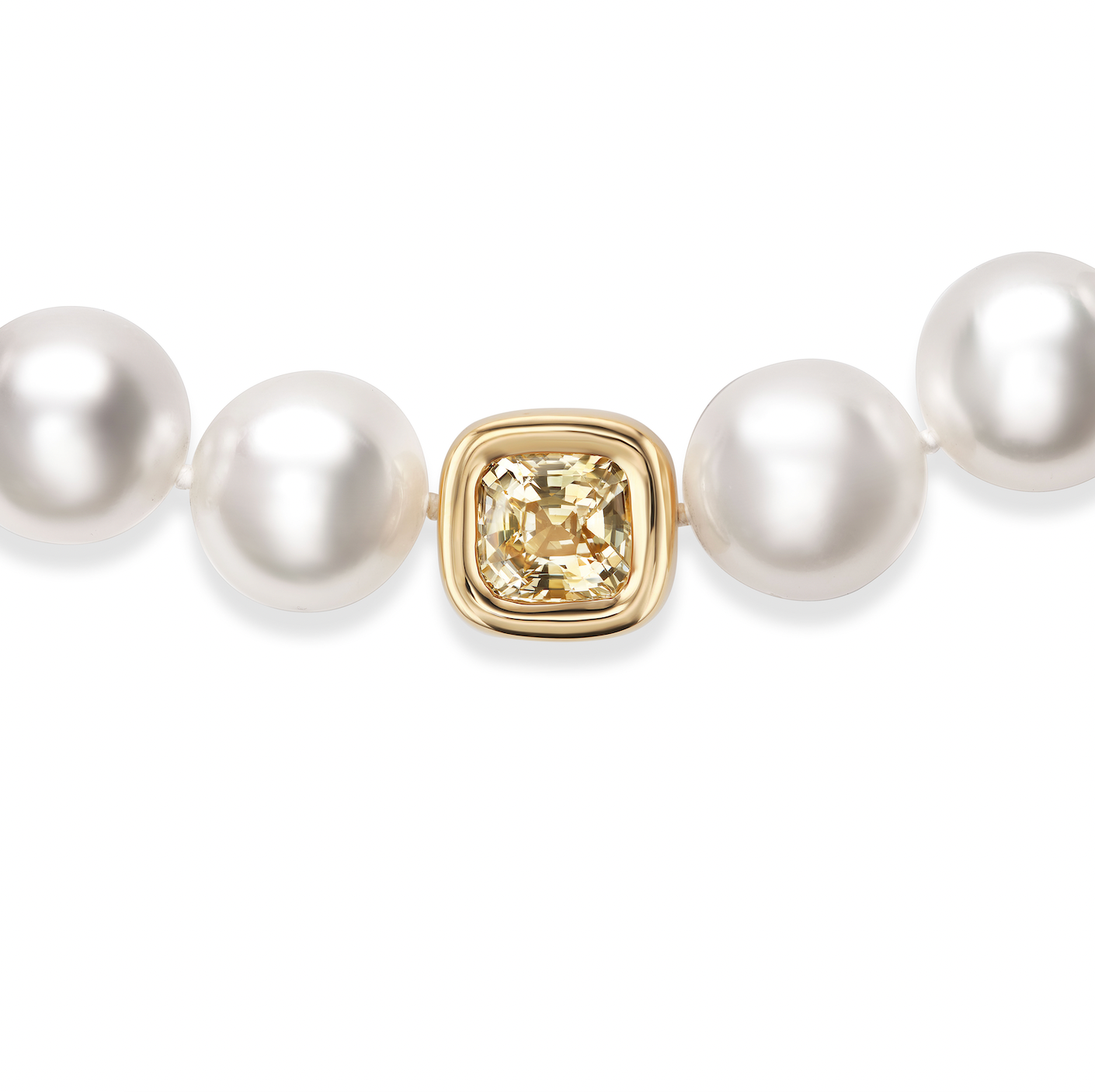 One-of-a-Kind Yellow Sapphire & White Pearl Necklace