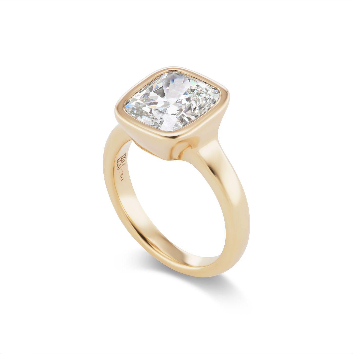 One-of-a-Kind North-South Cushion Diamond Pillow Ring