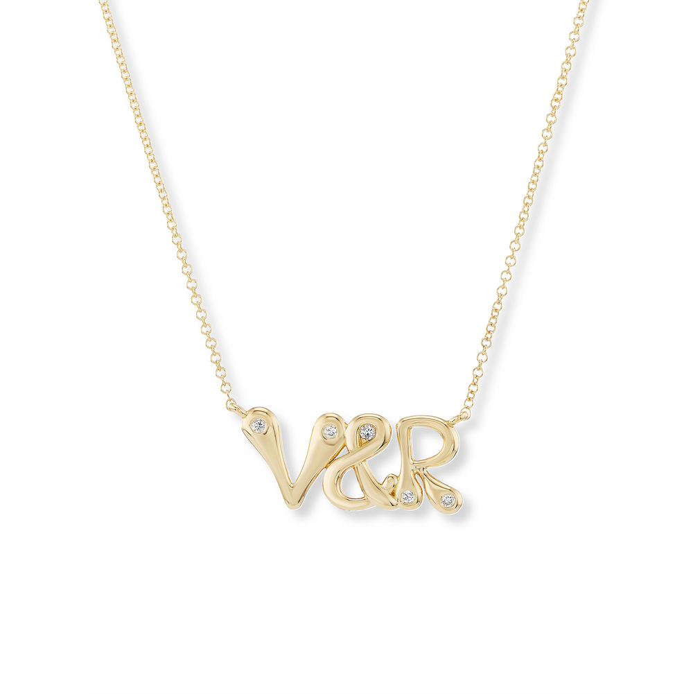 Three Bubble Letter Pendant with Special Character on 18" Chain