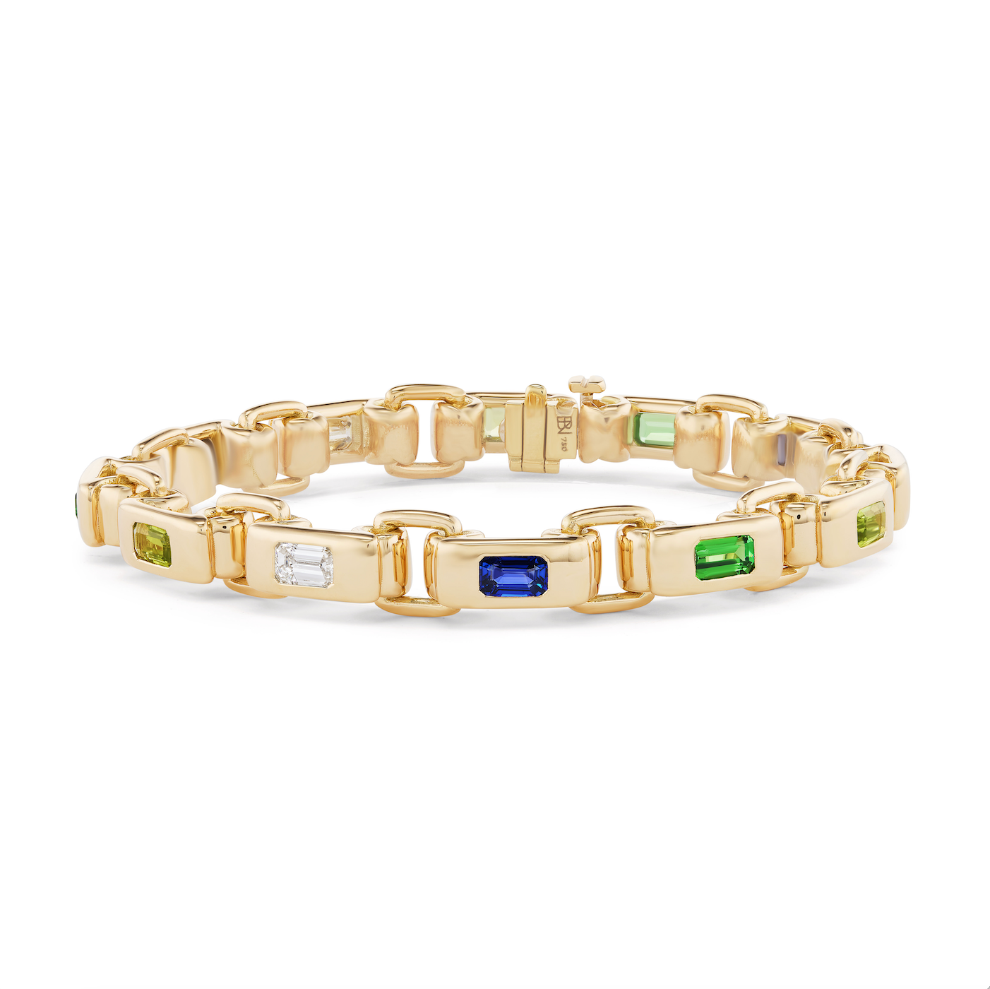 Narrow Link Bracelet with Emerald-Cut Birthstones