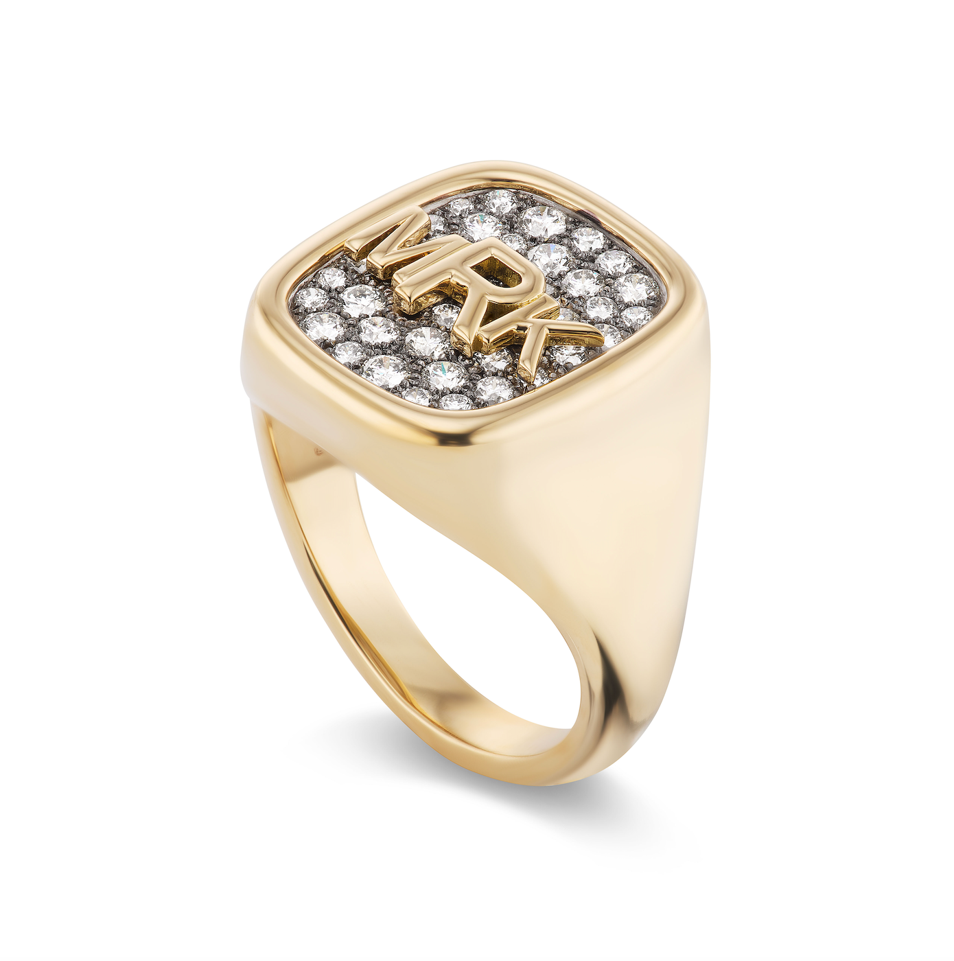 Initial Diamond Pave Signet Ring