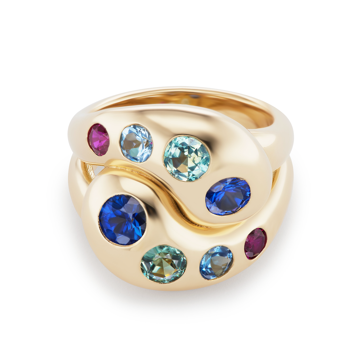 Knot Ring with 8 Round Birthstones